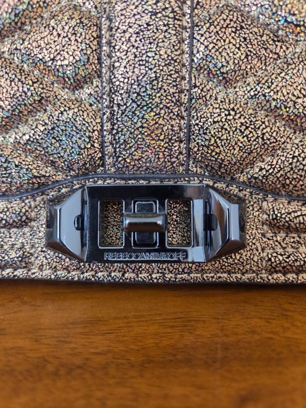 Rebecca Minkoff Love Crossbody - Gold with Gunmetal Hardware - Picture 2 of 4